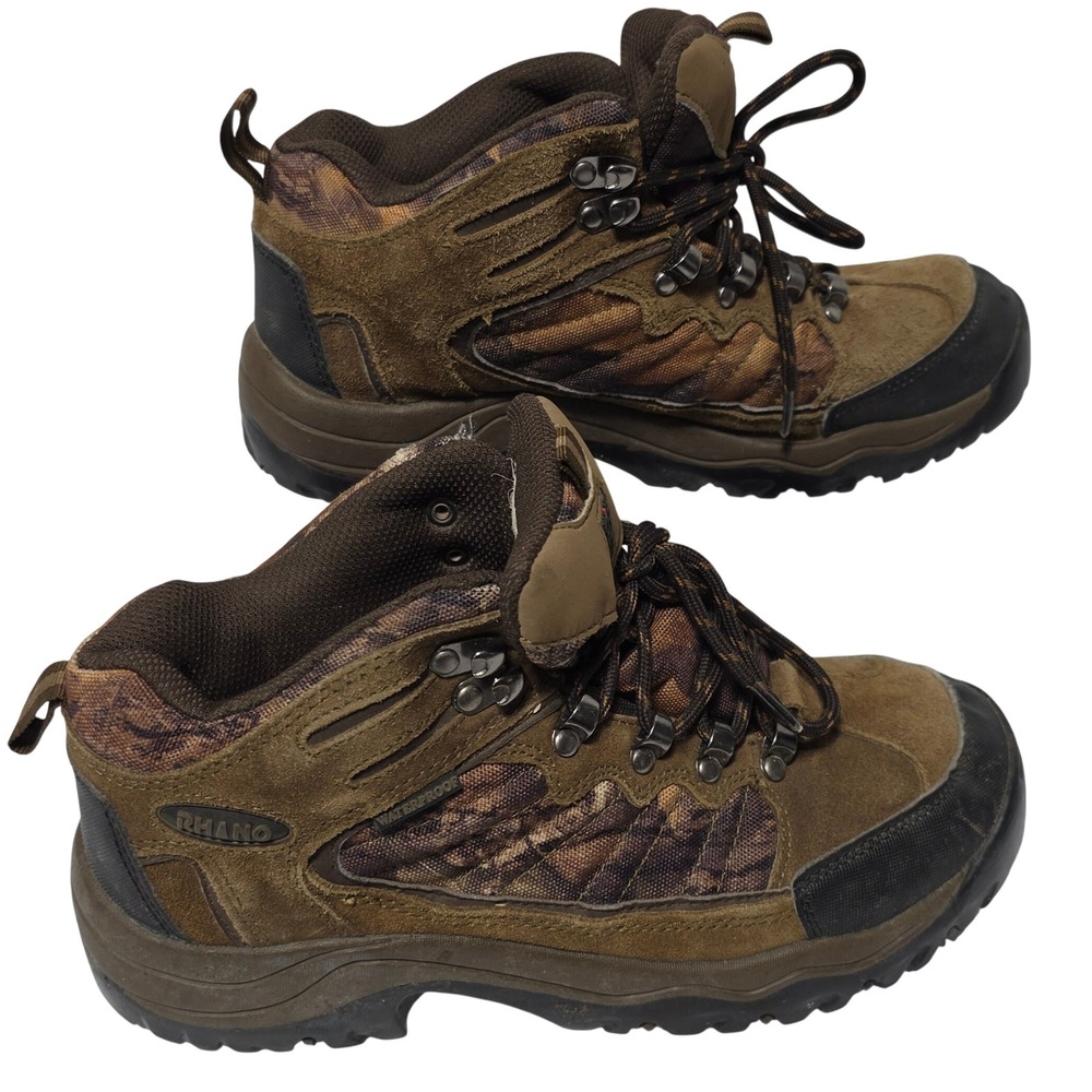Rhino 56WP2 Brown Suede Camo Waterproof Hiking Boots Womens 8 Lug Sole